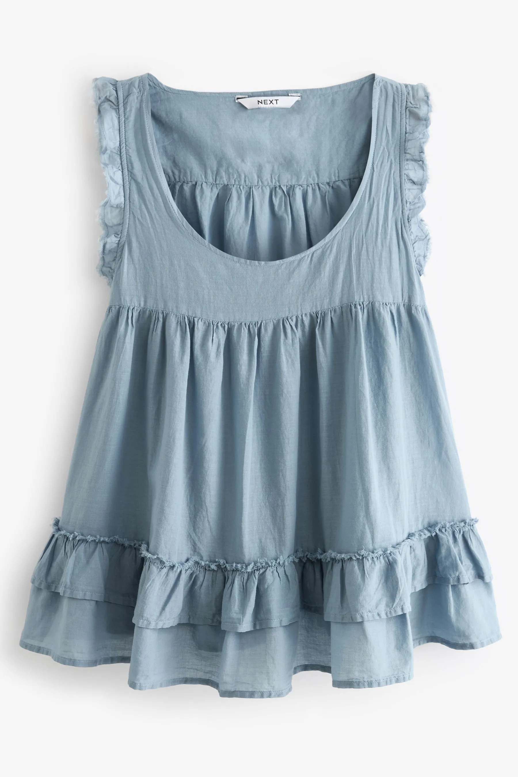Smanicato Orlo Grezzo Scollo tondo  100% Cotone Top    